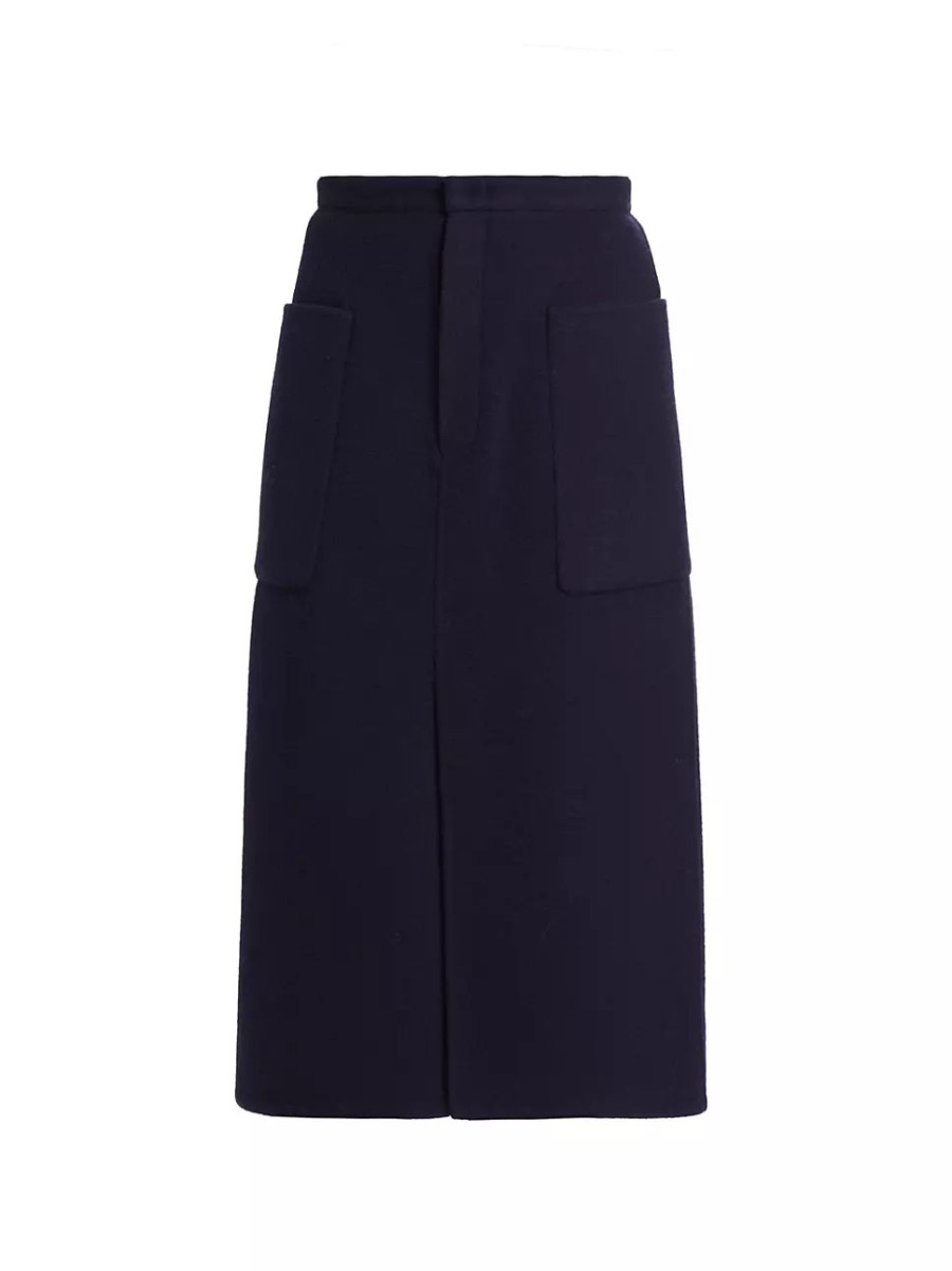 Bottoms Vince | Brushed Wool Pencil Skirt Deep Caspian