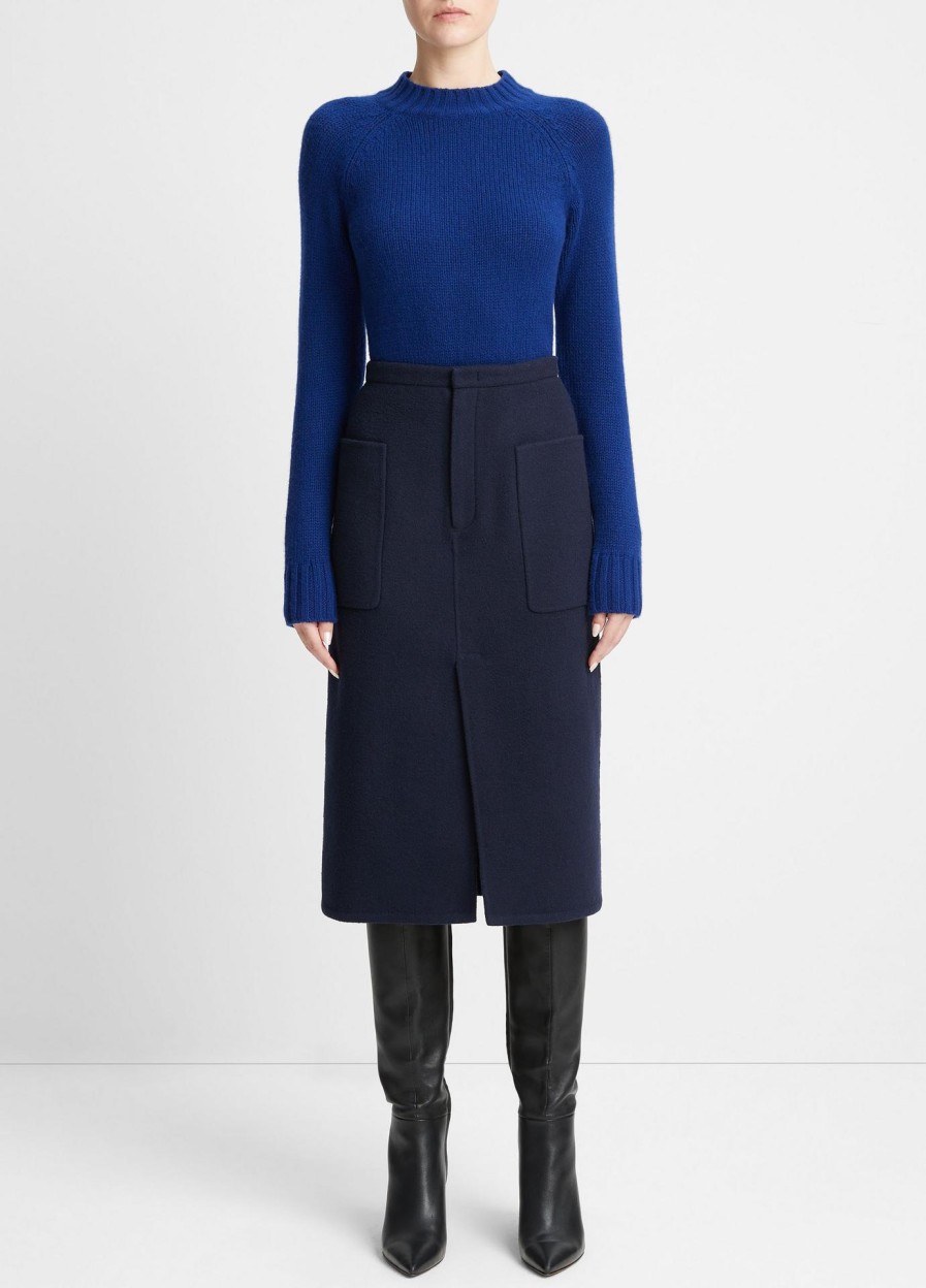 Bottoms Vince | Brushed Wool Pencil Skirt Deep Caspian