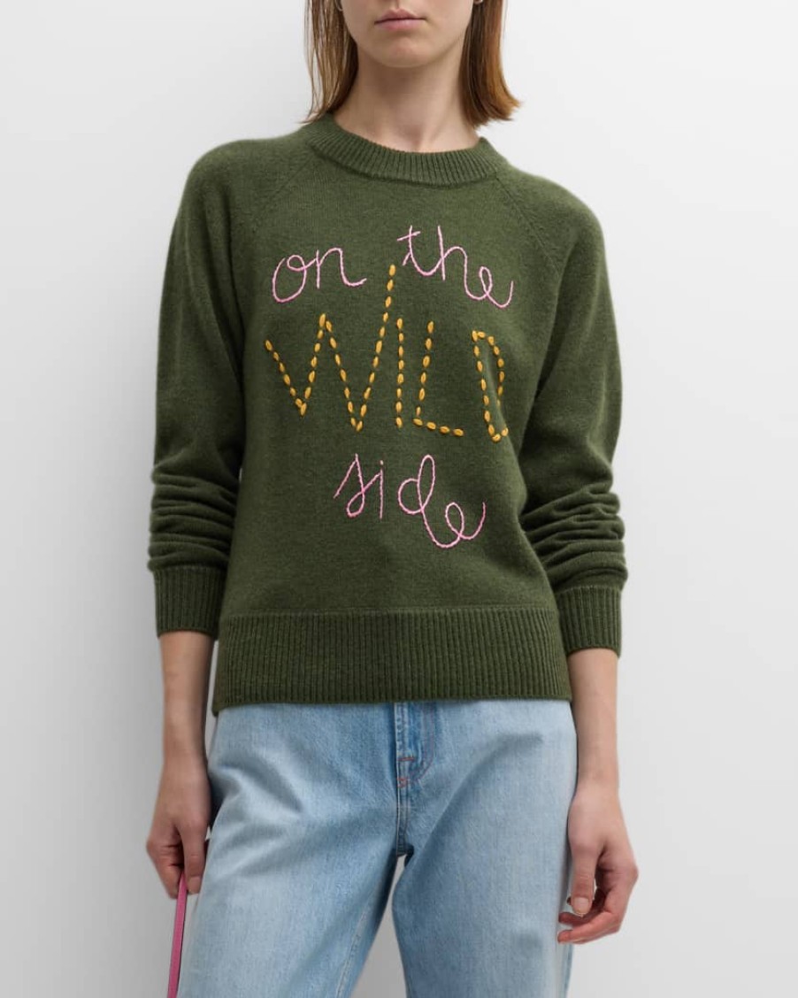 Sweaters Lingua Franca | On The Wild Side Raglan Pullover Moss