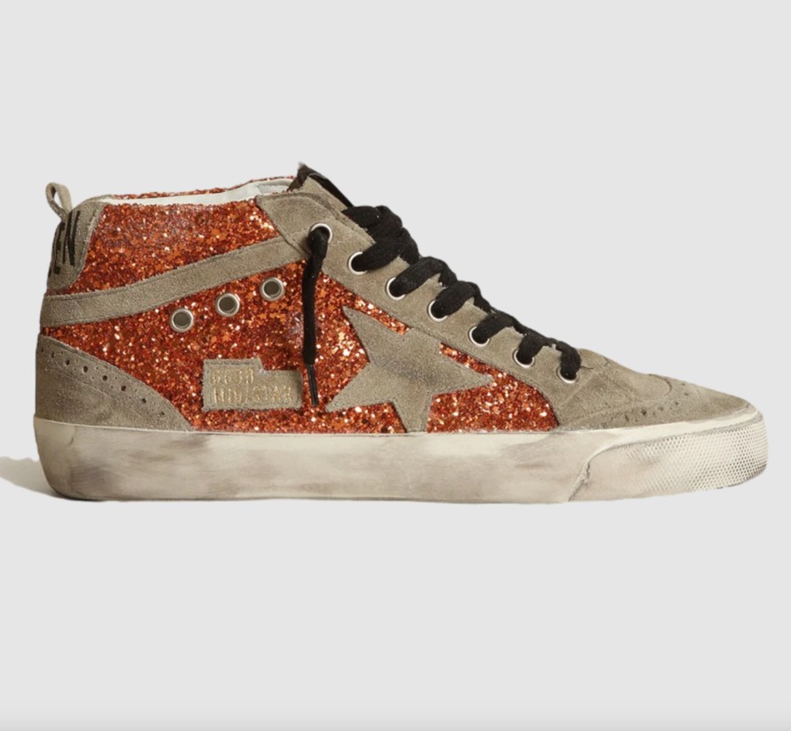 Shoes Golden Goose | Mid-Star Glitter Leather Star And Wave