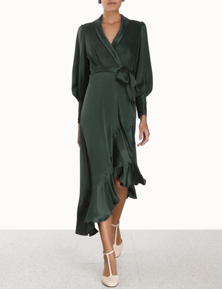 Dresses/Jumpsuits Veronica Beard | Silk Wrap Midi Dress Jade