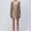 Dresses/Jumpsuits SIMKHAI | Simkhai Camryn Long Sleeve Mini Dress Gold