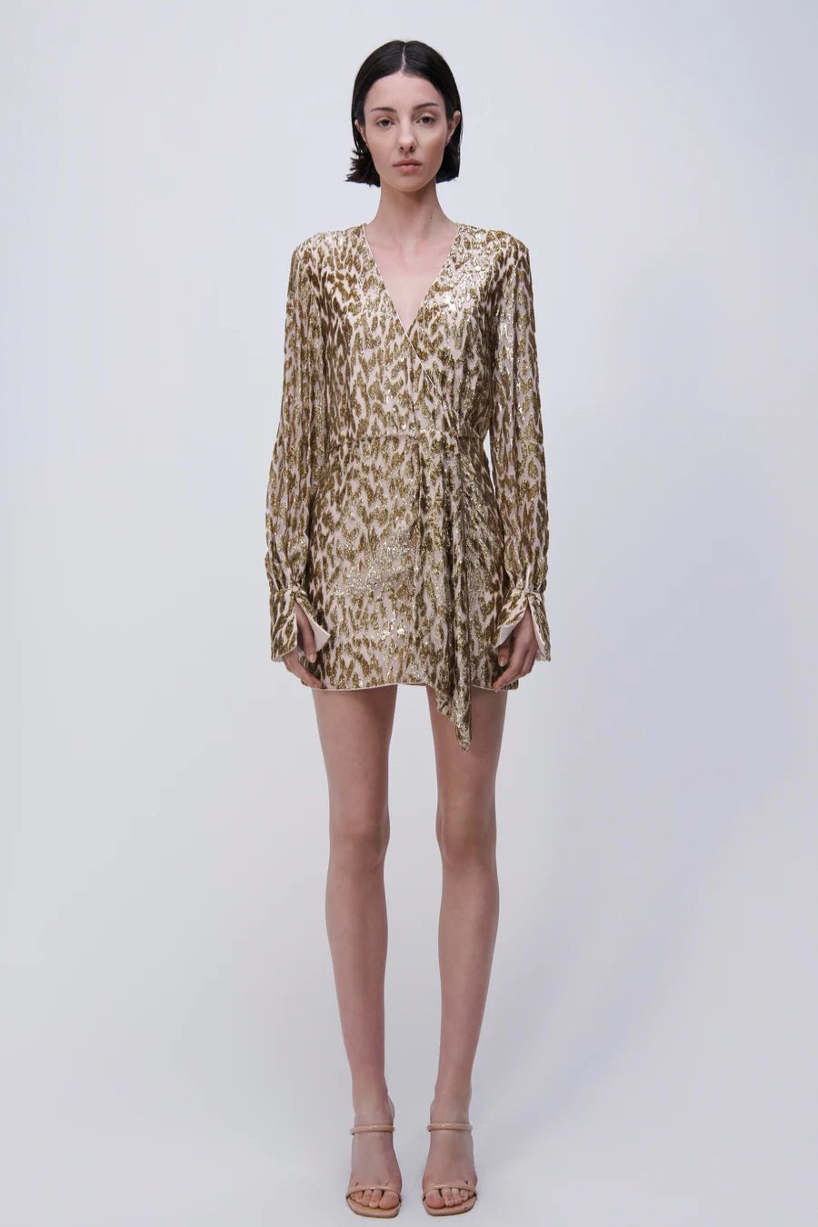 Dresses/Jumpsuits SIMKHAI | Simkhai Camryn Long Sleeve Mini Dress Gold