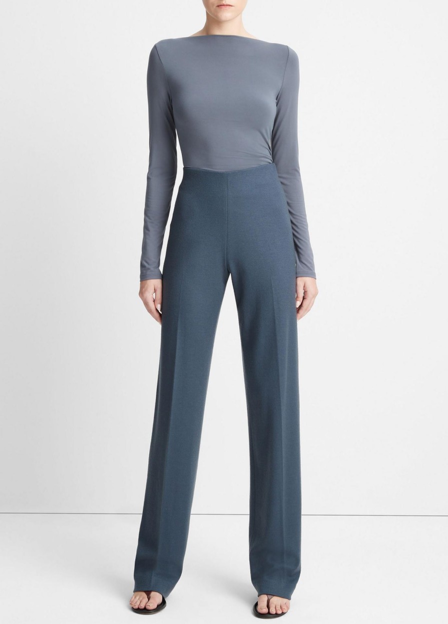 Bottoms Vince | High Rise Cozy Wool Wide Leg Pacific Azure