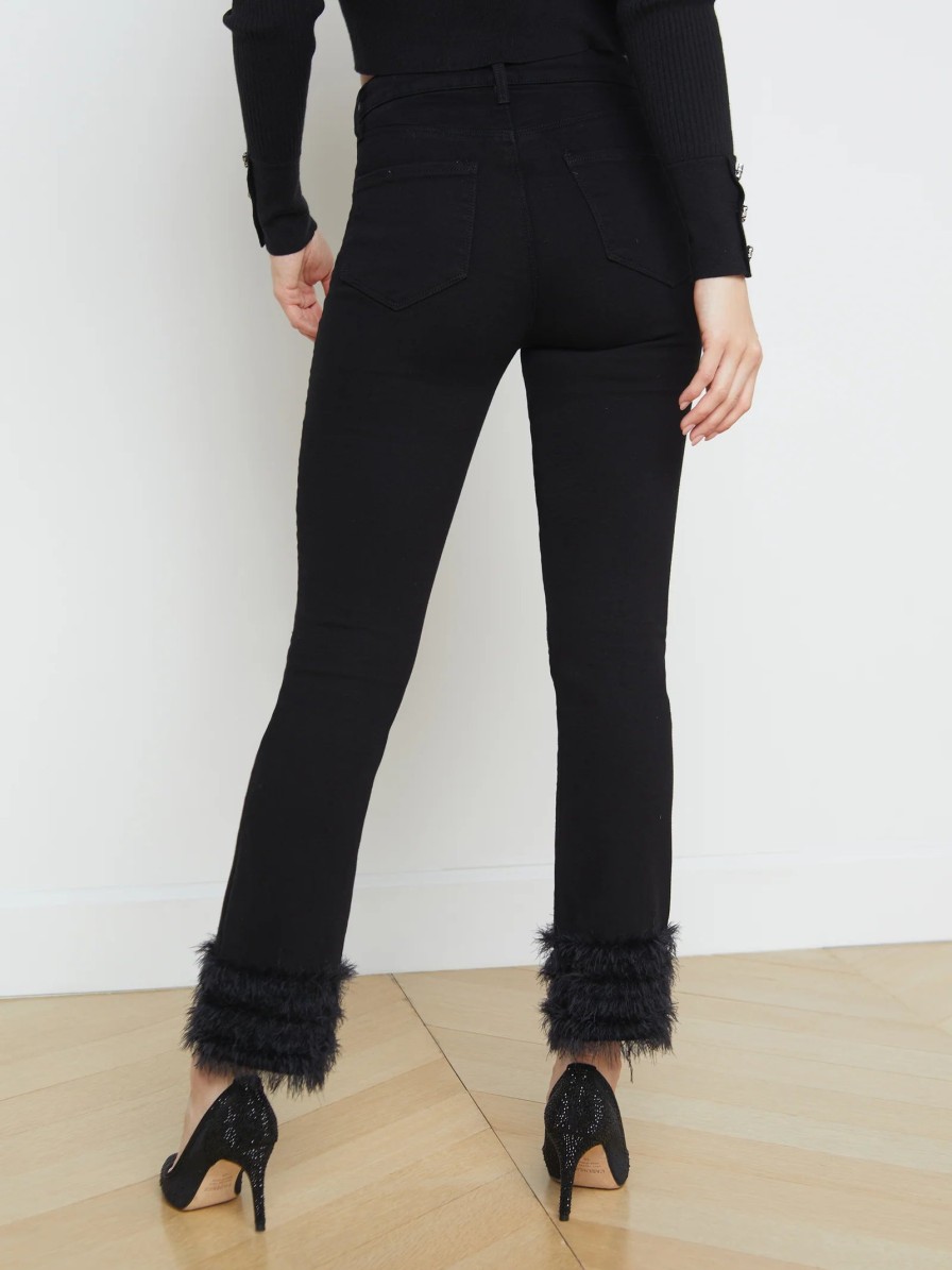 Bottoms L'AGENCE | Tati High Rise Crop Micro Bootcut Feather Jean Black