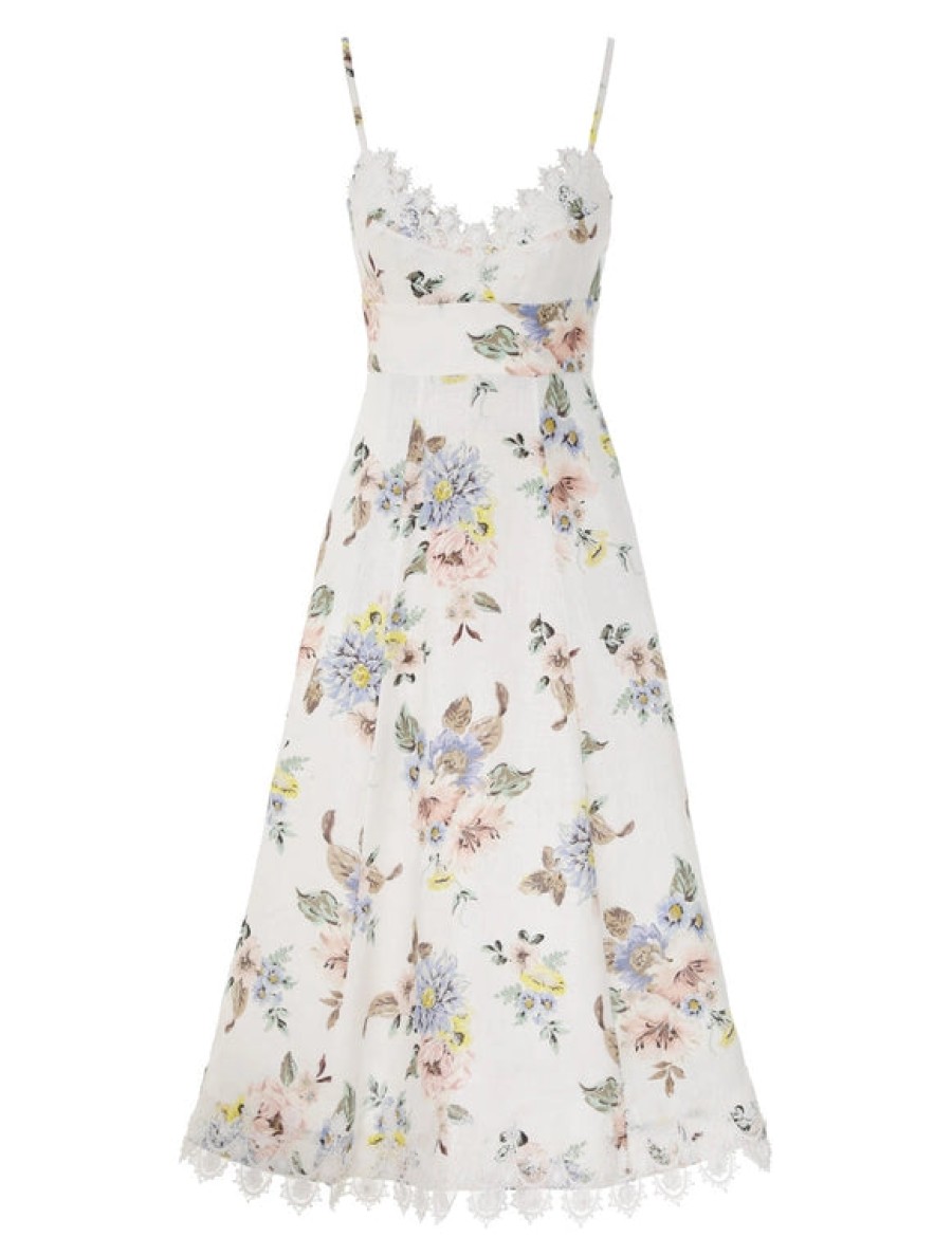 Dresses/Jumpsuits Zimmermann | Applique Picnic Dress Blue Floral