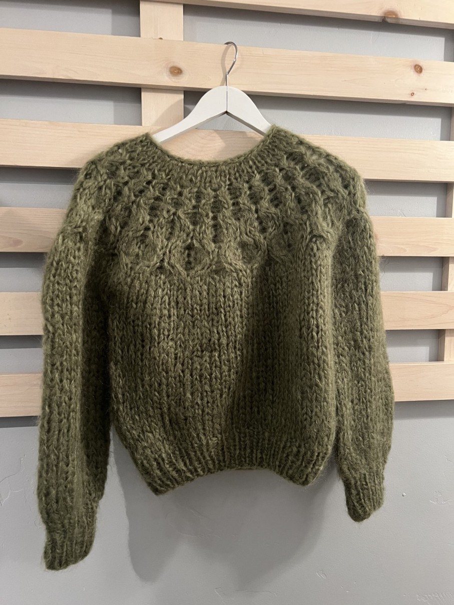 Sweaters Maiami | Mohair Honeycomb Pleated Pullover Khaki