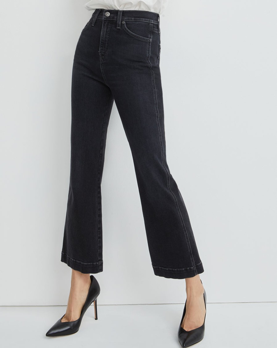 Bottoms Veronica Beard | Veronica Beard Carson High Rise Ankle Flare Washed Onyx