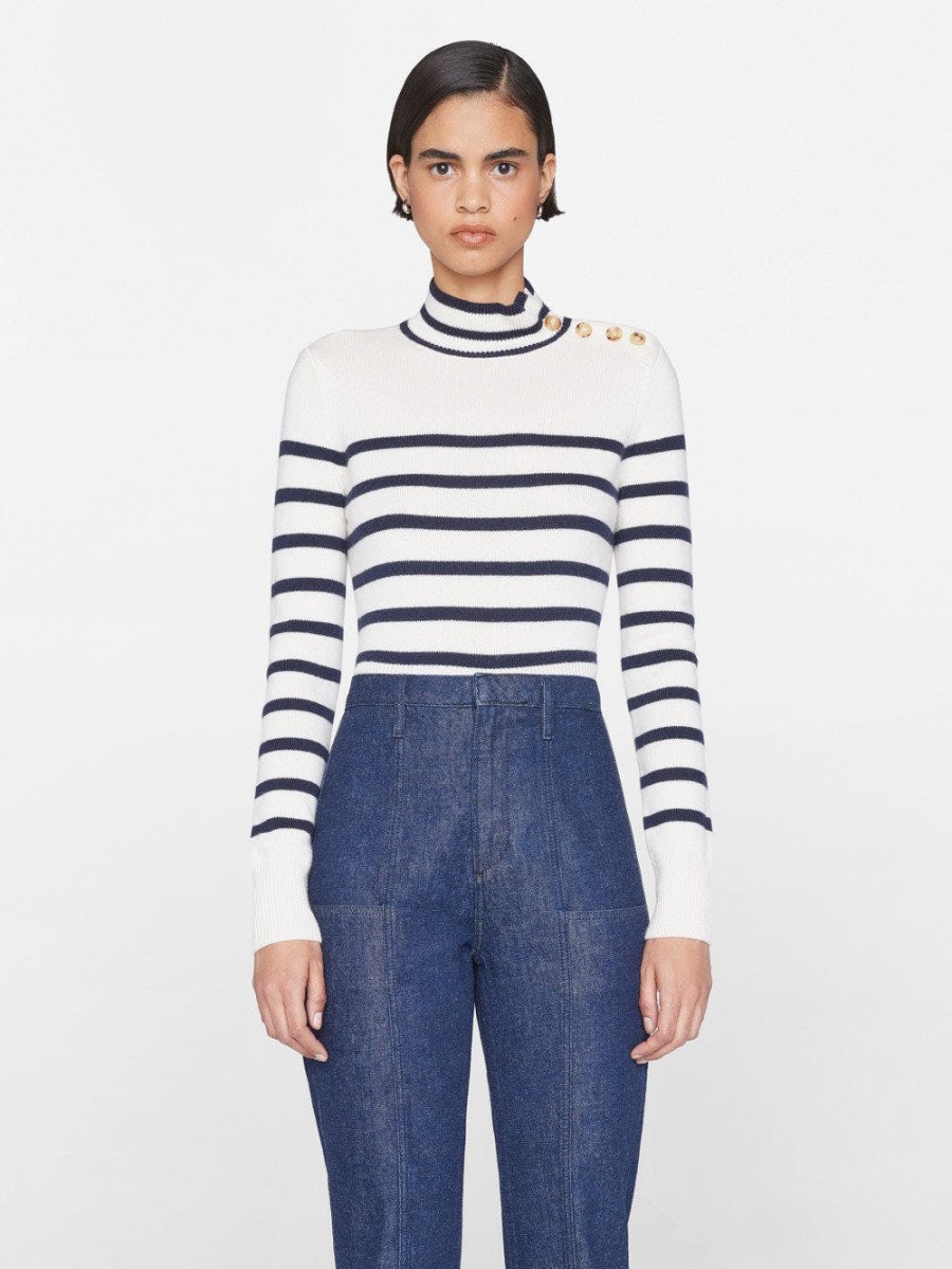 Sweaters Frame | Mariner Cashmere Turtleneck Off White Multi