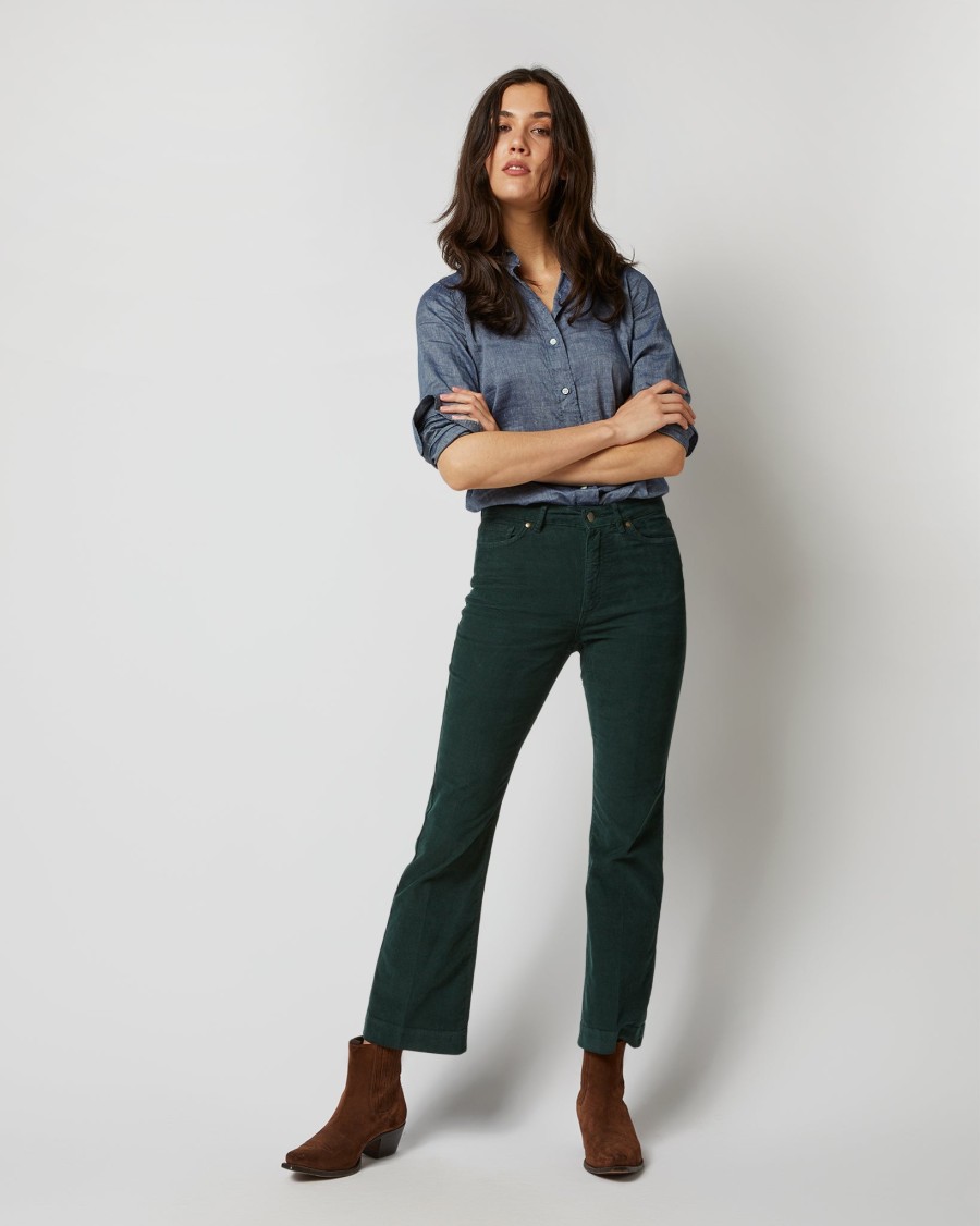 Bottoms Ann Mashburn | Kendall Flare 5-Pocket Pant Hunter Stretch Cord