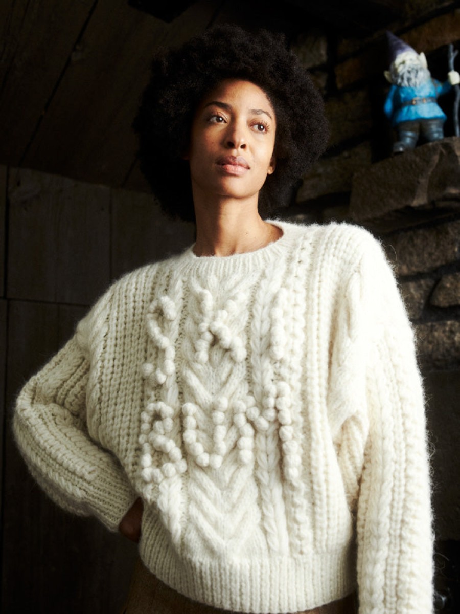 Sweaters Lingua Franca | Ski Bum Cable Knit Sweater Snow