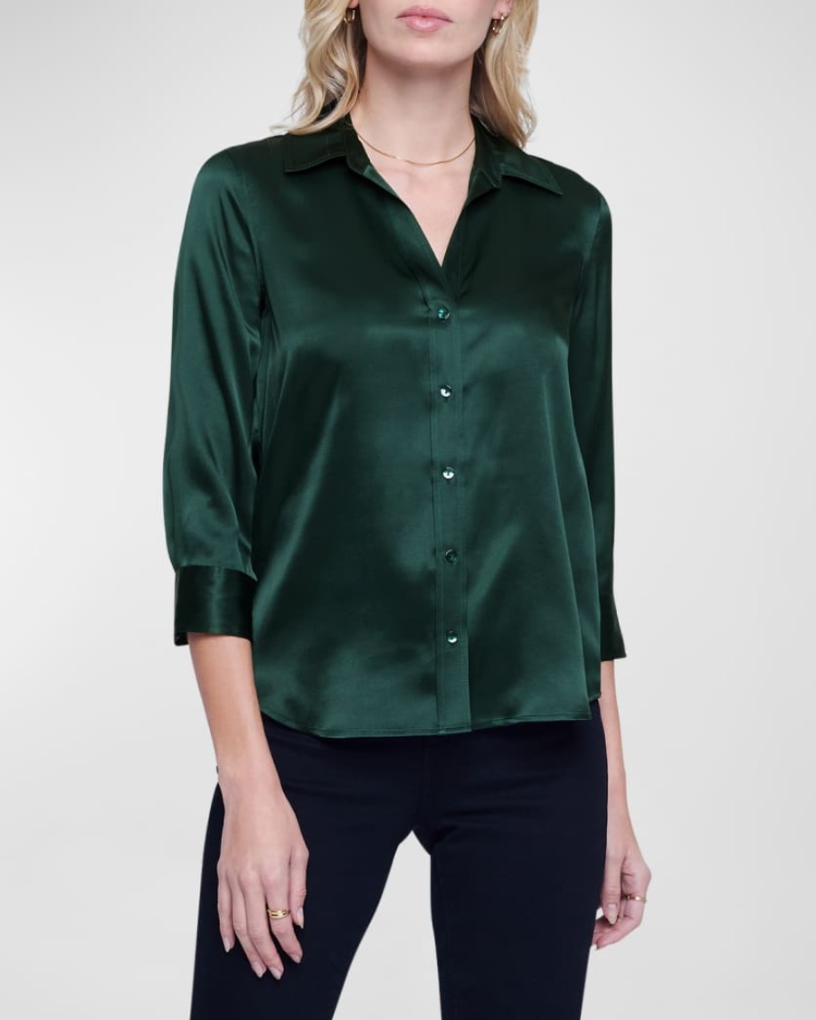 Tops L'AGENCE | L'Agence Dani 3/4 Sleeve Blouse Forest Green