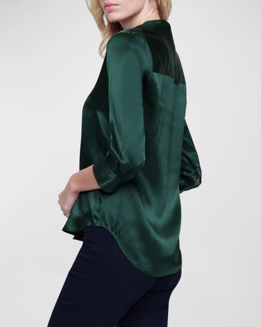 Tops L'AGENCE | L'Agence Dani 3/4 Sleeve Blouse Forest Green