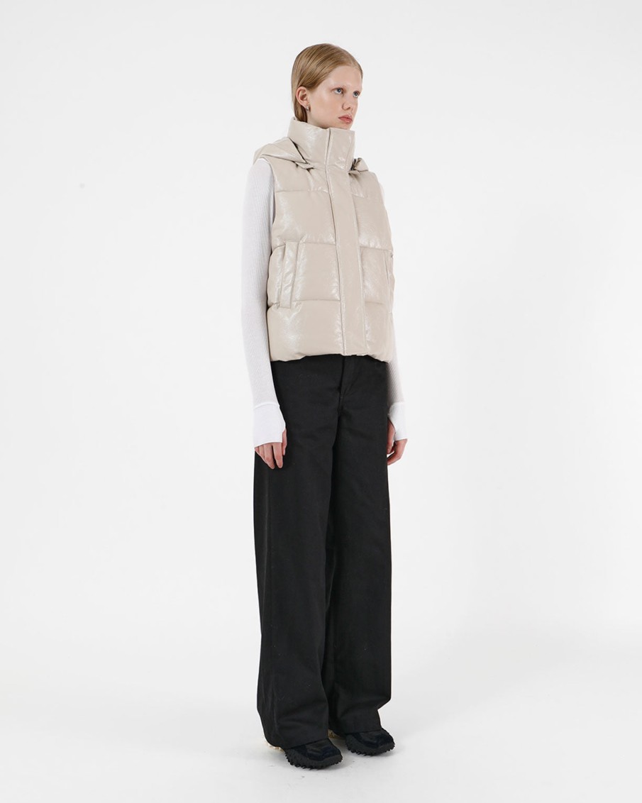 Outerwear Apparis | Rocky Crinkle Vest Taupe