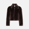 Outerwear Frame | Faux Fur Zip Up Jacket Espresso