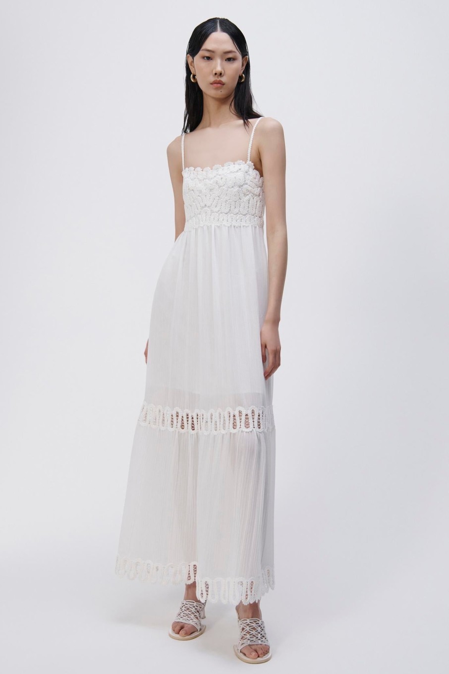 Dresses/Jumpsuits Jonathan Simkhai | Simkhai Salana Cage Tiered Maxi Dress White