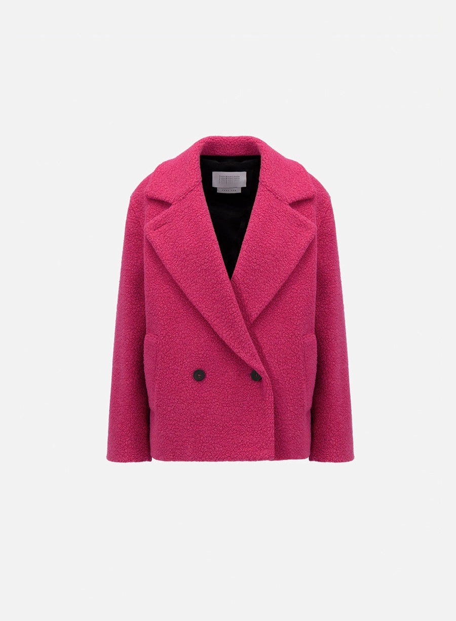 Outerwear Harris Wharf London | Cropped Outdoor Boucle Jacket Fuchsia