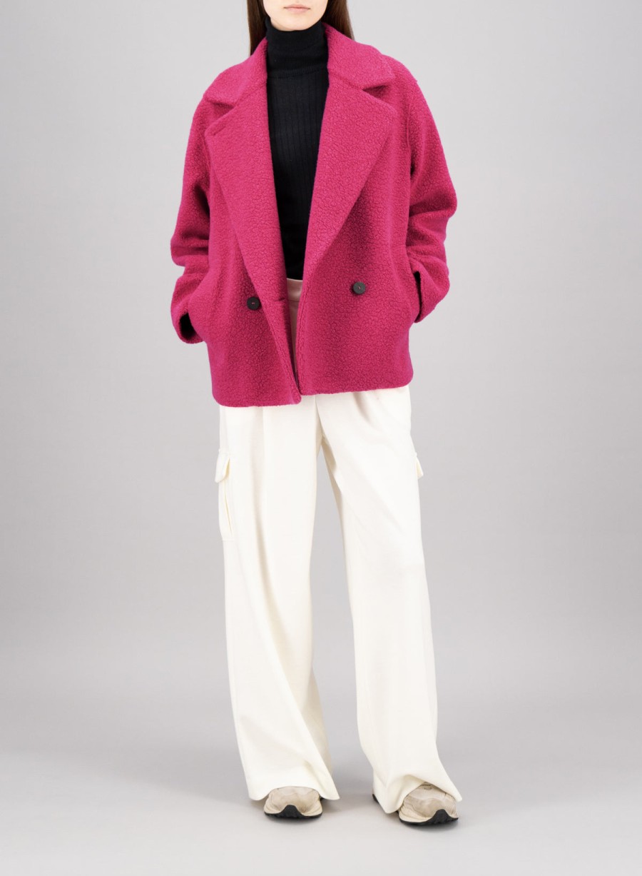 Outerwear Harris Wharf London | Cropped Outdoor Boucle Jacket Fuchsia