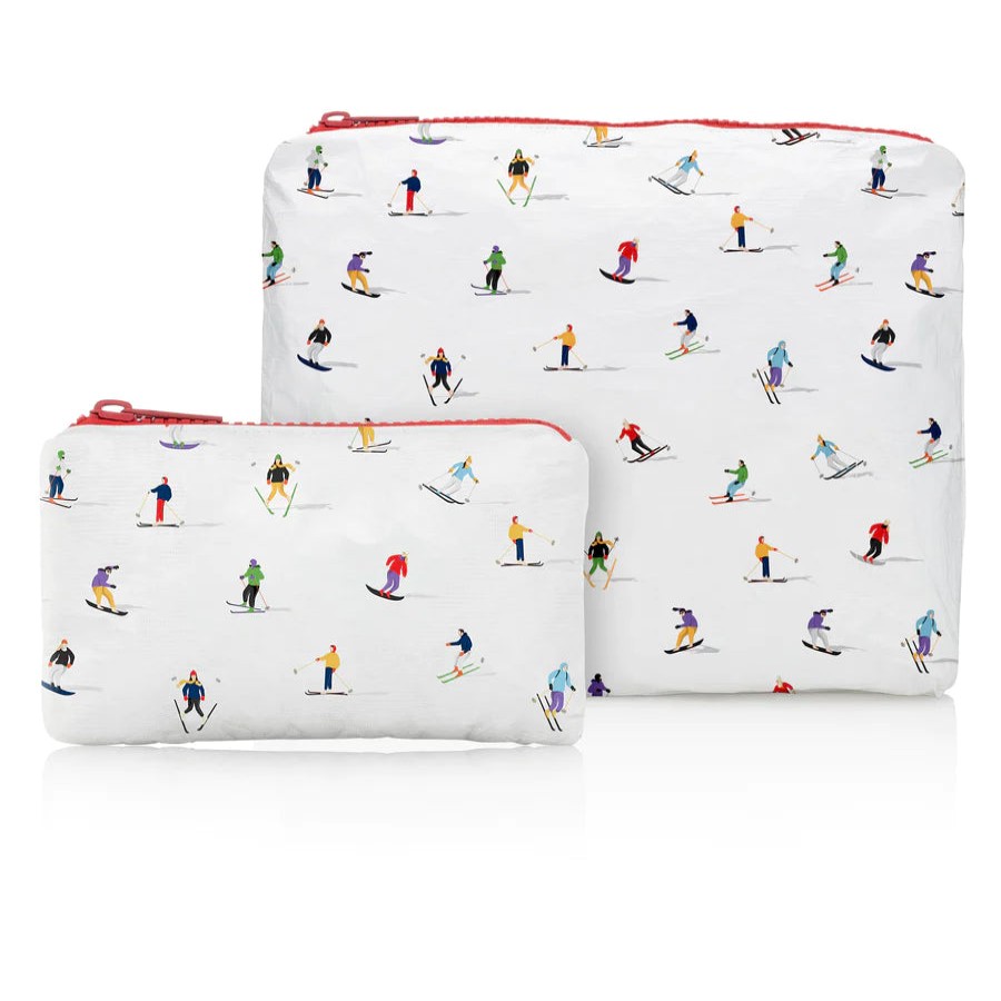 Accessories Hi Love Travel Clutches | Two Piece Set Dancing Skiers With Red Zippers