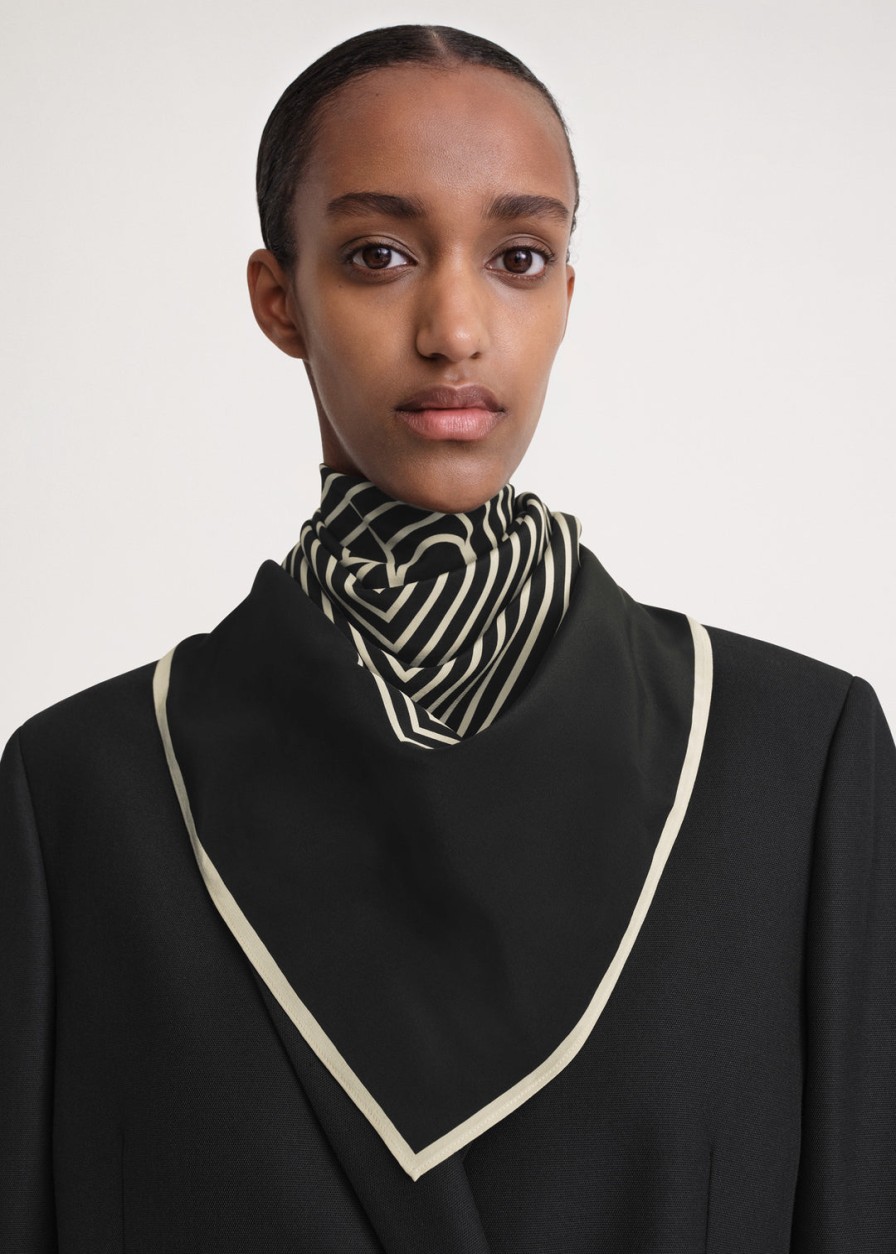 Accessories Toteme Scarves | Centered Monogram Silk Scarf