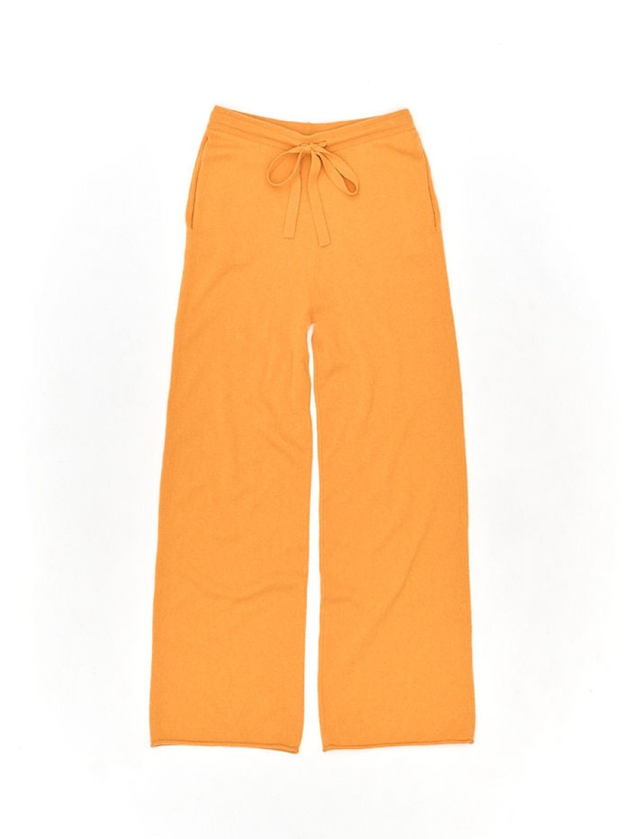 Loungewear Lingua Franca | Cashmere Wide Leg Pant Tangerine