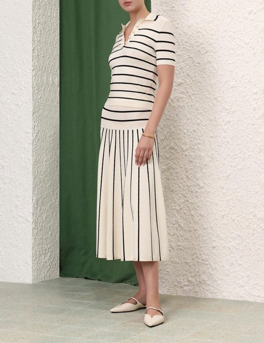 Bottoms Zimmermann | Matchmaker Knit Stripe Skirt Cream