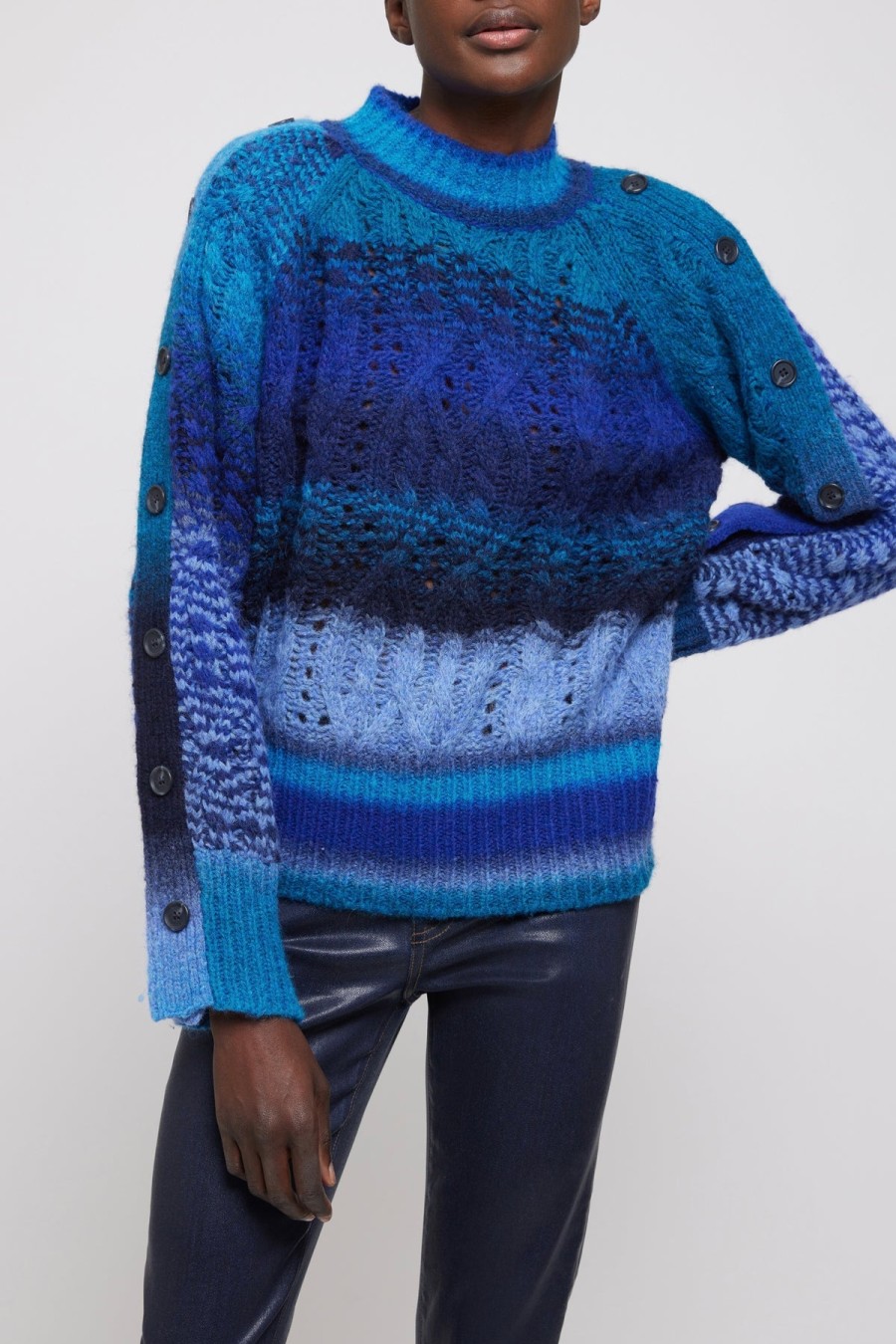 Sweaters Jonathan Simkhai | Lula Mock Neck Sweater Sapphire Multi