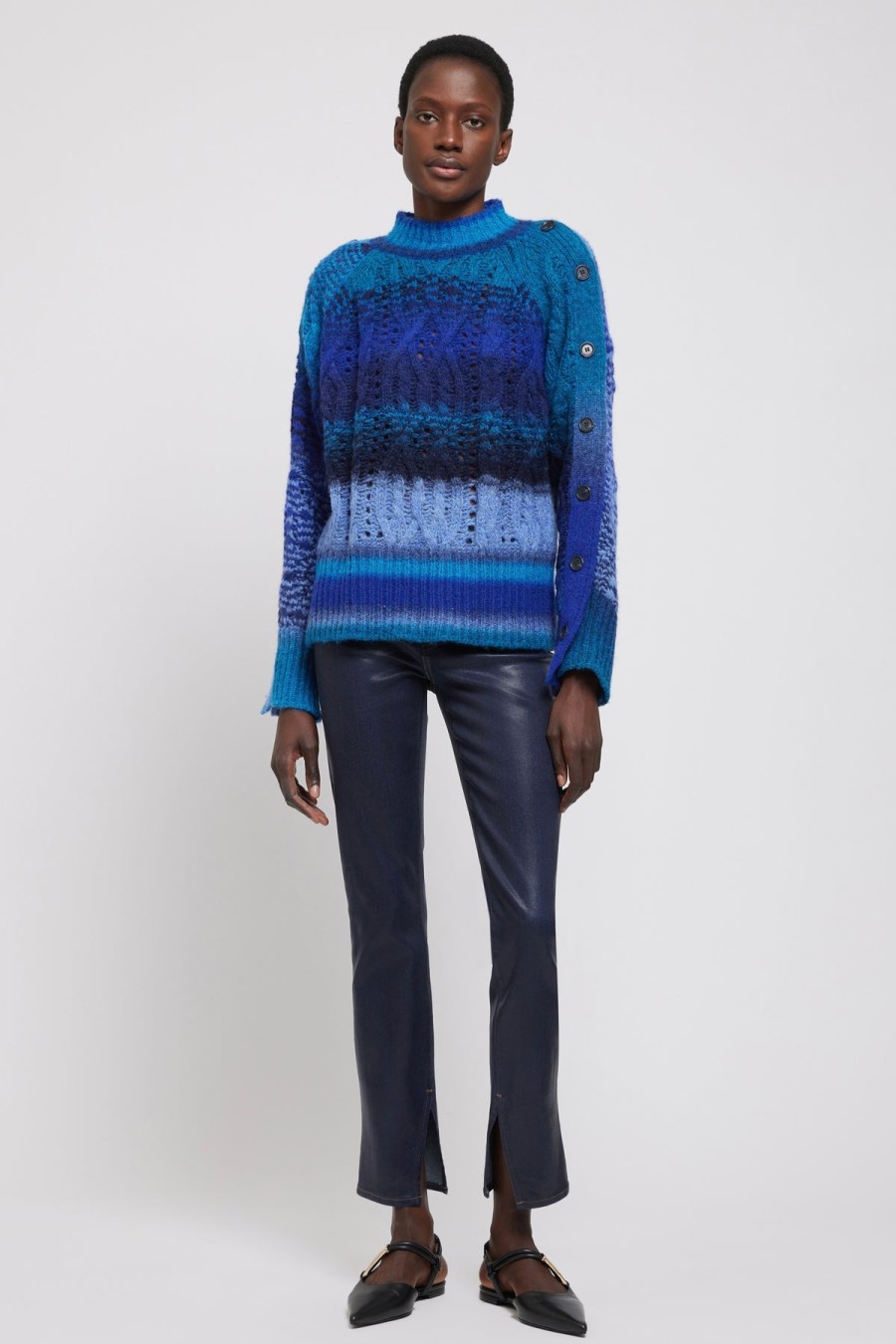 Sweaters Jonathan Simkhai | Lula Mock Neck Sweater Sapphire Multi