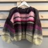 Sweaters Maiami | Mohair Bomber Cardigan Striped Neon Berry